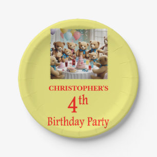 Assiettes En Carton Fête des Nounours du 4e anniversaire