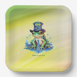 Assiettes En Carton fête des pères "Hoppy" Grenouille Top Chapeau et C
