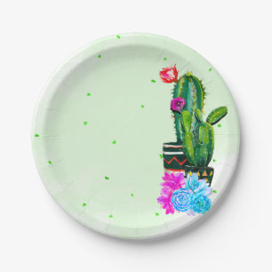 Assiettes En Carton Fête des Succulentes à Rayures Brillantes Cinco de