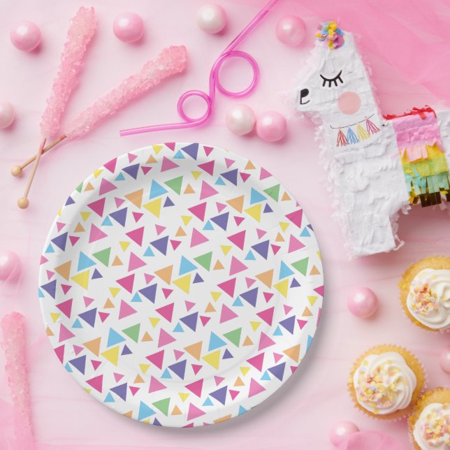 Assiettes En Carton Fête des Triangles Arc-en-ciel illusima (Fête)
