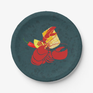 Assiettes En Carton Fête d'été de la boule de crabe de homard