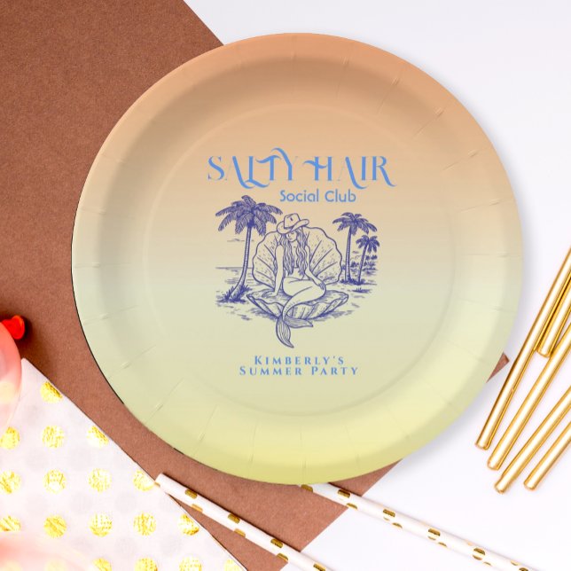 Assiettes En Carton Fête d'été de la chouette de sirène jaune côtière (Créateur téléchargé)