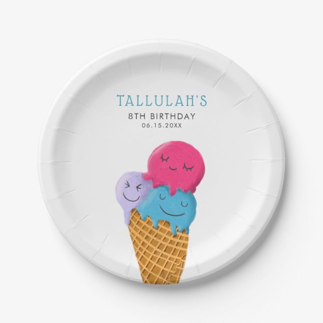 Assiettes En Carton Fête d'été de la crème glacée (Devant)