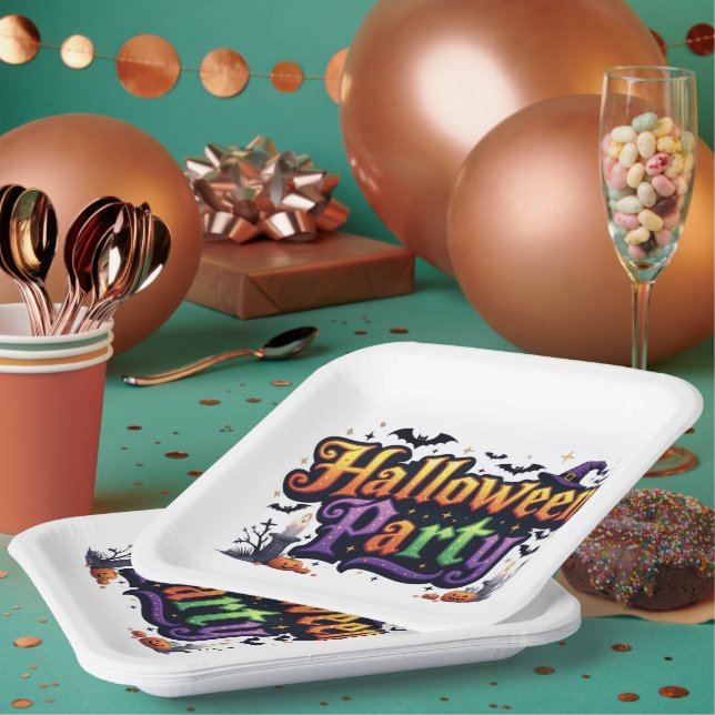 Assiettes En Carton Fête d'Halloween (Multi)