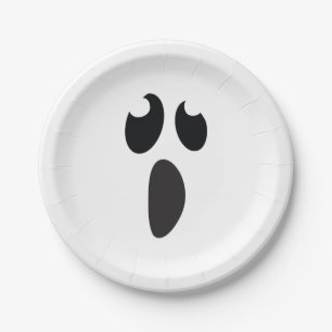Assiettes En Carton Fête d'Halloween à visage fantôme, friandises ou f