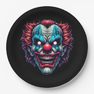 Assiettes En Carton Fête d'Halloween Clown éffrayant