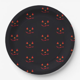 Assiettes En Carton Fête d'Halloween noir et orange citrouille