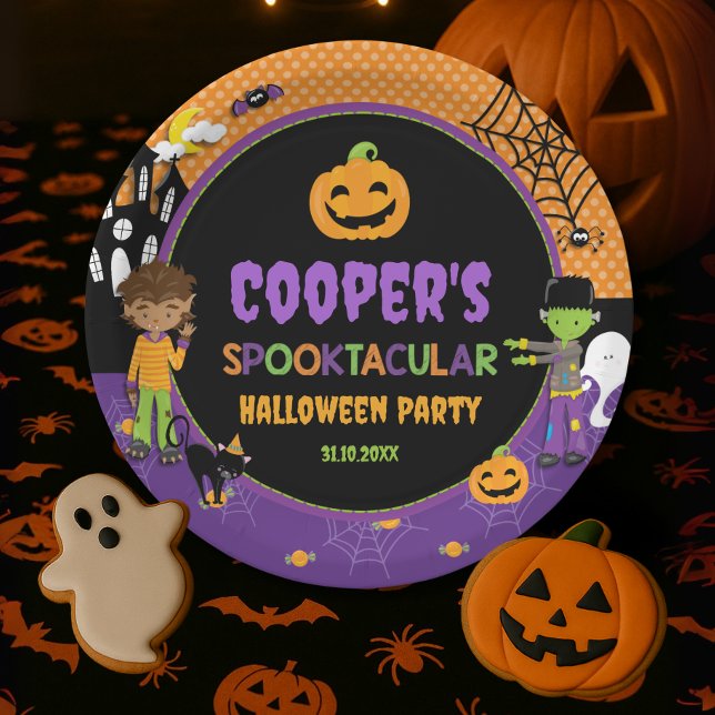 Assiettes En Carton Fête d'Halloween pour enfants Frankenstein Warewol (Créateur téléchargé)