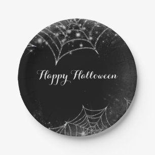 Assiettes En Carton Fête d'Halloween Toiles d'Araignée Étincelantes