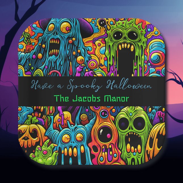 Assiettes En Carton Fête d'Halloween | Zombie et monstres Personnalisé (Créateur téléchargé)