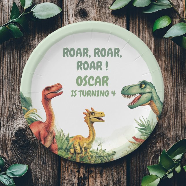 Assiettes En Carton Fête Dino à bon temps (Créateur téléchargé)