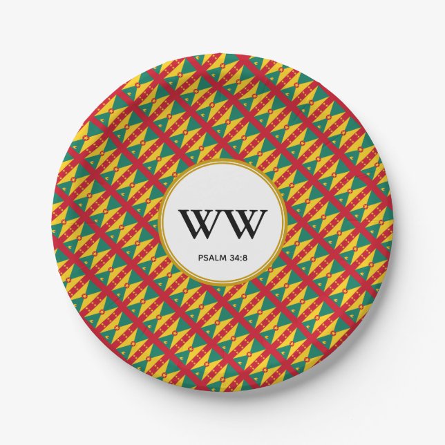 Assiettes En Carton Fête Drapeau de la Grenade Anniversaire Patrimoine (Devant)