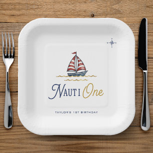 Assiettes En Carton Fête du 1er anniversaire de Nauti One voilier