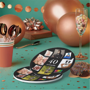 Assiettes En Carton fête du 40e anniversaire photo collage homme noir