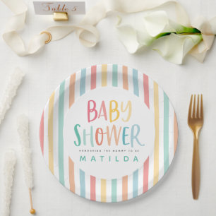 Assiettes En Carton Fête du baby shower arc-en-ciel coloré
