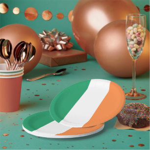 Assiettes En Carton Fête du drapeau irlandais du tricolore Saint Patri