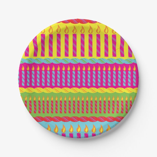 Assiettes En Carton Fête du gâteau d'anniversaire (Devant)