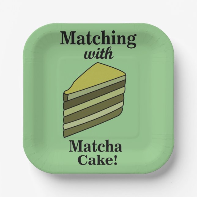 Assiettes En Carton Fête du gâteau vert Matcha (Recto)