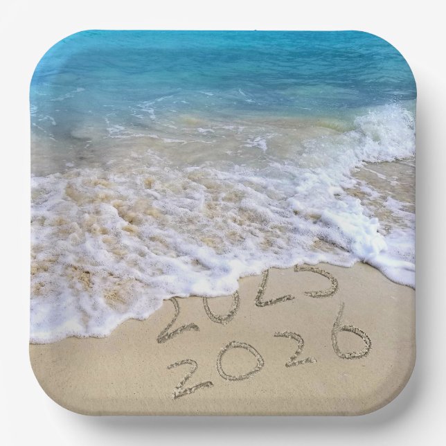 Assiettes En Carton Fête du Nouvel An de Tropical Beach 2025 (Recto)