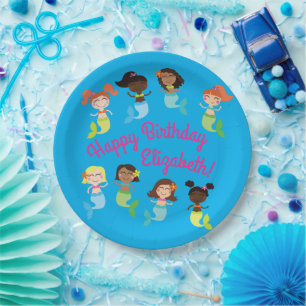 Assiettes En Carton Fête du pool Anniversaire de enfant de sirène
