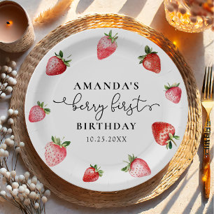 Assiettes En Carton Fête du premier anniversaire de la fraise, une dou