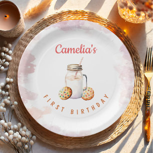 Assiettes En Carton Fête du premier anniversaire du lait et des biscui