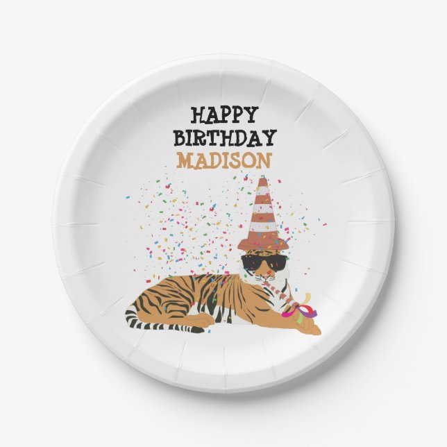 Assiettes En Carton Fête du tigre - Animaux ayant une fête (Devant)