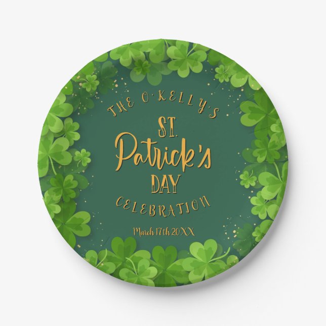 Assiettes En Carton Fête du trèfle de la Saint-Patrick (Devant)