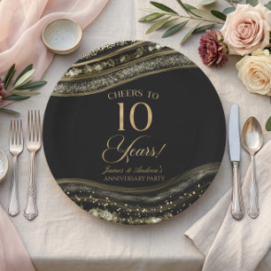 Assiettes En Carton Fête élégante d'anniversaire de 10 ans en Agate No