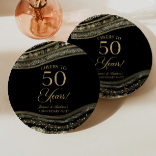 Assiettes En Carton Fête élégante d'anniversaire de 50 ans en agate no