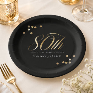 Assiettes En Carton Fête élégante d'anniversaire pour les 80 ans en no