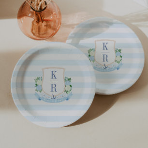 Assiettes En Carton Fête élégante de douche de mariage avec monogramme