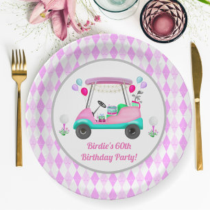 Assiettes En Carton Fête élégante de golf pour femmes Cart Anniversair