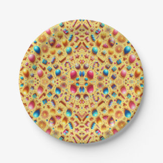 Assiettes En Carton Fête en jaune
