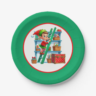 Assiettes En Carton Fête festive de lutin de Noël