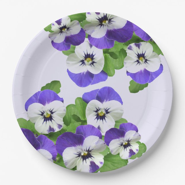 Assiettes En Carton Fête Fleur de Jardin Violette Pensée pour Déjeuner (Devant)