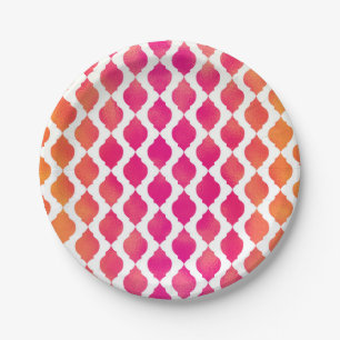Assiettes En Carton Fête glamour arabe marocaine rose et orange