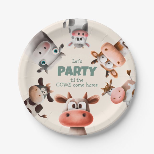 Assiettes En Carton Fête jusqu'à ce que les vaches rentrent à la maiso (Devant)