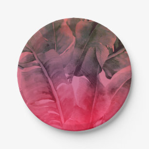 Assiettes En Carton Fête Luau aux feuilles de palmier d'été tropical r