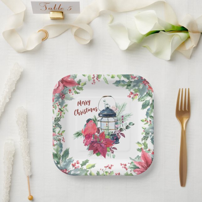 Assiettes En Carton Fête moderne de Noël festive (Mariage)
