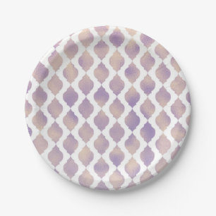 Assiettes En Carton Fête moderne marocaine personnalisée or et violet
