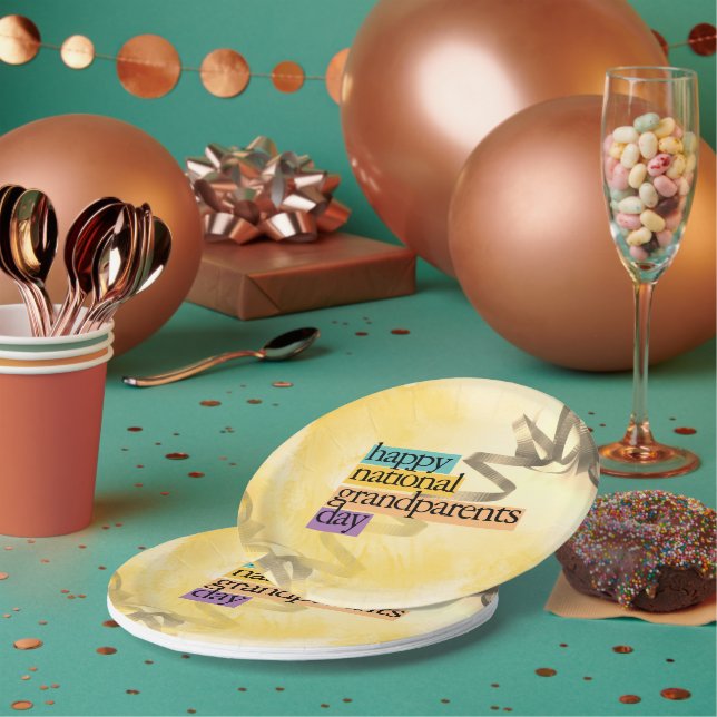 Assiettes En Carton fête nationale des grands-parents heureux (Multi)