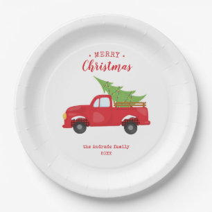 Assiettes En Carton Fête Noël Red Truck Fête Fête Fête Fête Fêt