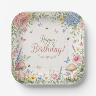 Assiettes En Carton Fête Papillon Abeille Coccinelle Aquarelle Fantais