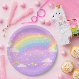 Assiettes En Carton Fête Pastel Arc-en-ciel Neurodivergent
