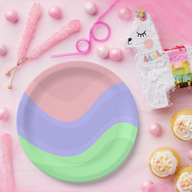 Assiettes En Carton Fête Pastel Colorée (Fête)