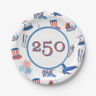 Assiettes En Carton Fête patriotique aquarelle du 250e 4 juillet