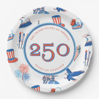 Assiettes En Carton Fête patriotique aquarelle du 250e 4 juillet