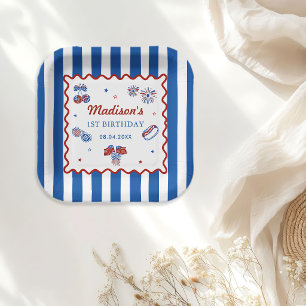Assiettes En Carton Fête patriotique du 14 juillet pour 1er anniversai