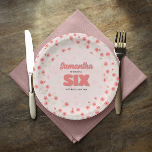 Assiettes En Carton Fête personnalisée de sixième anniversaire de fill